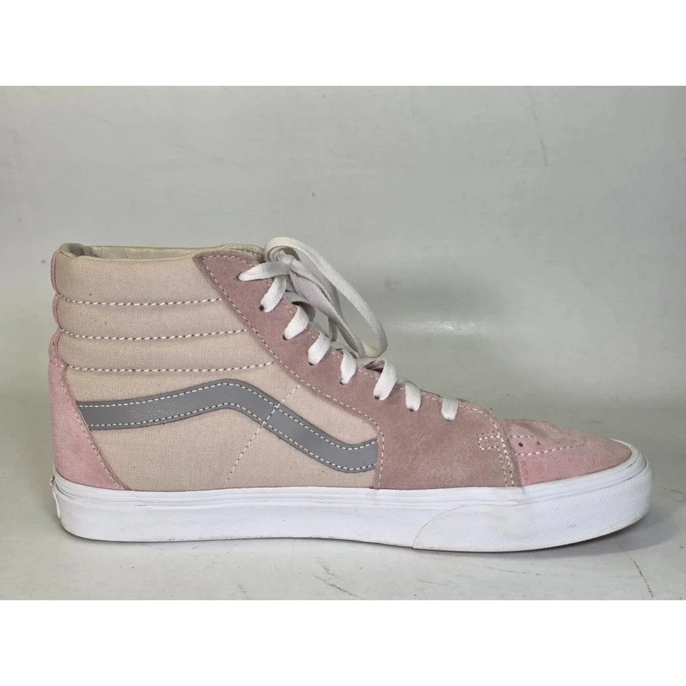 Vans Sk8-Hi Men's Sneakers Size 10 UK 9 Pink Beige Suede Canvas Skate High Shoes